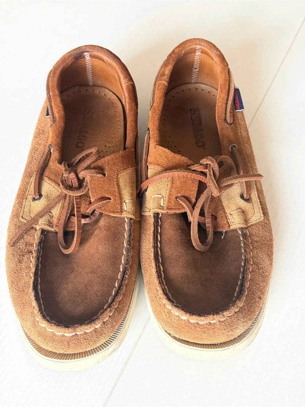 Sebago Tan Leather Deck Suede Loafers